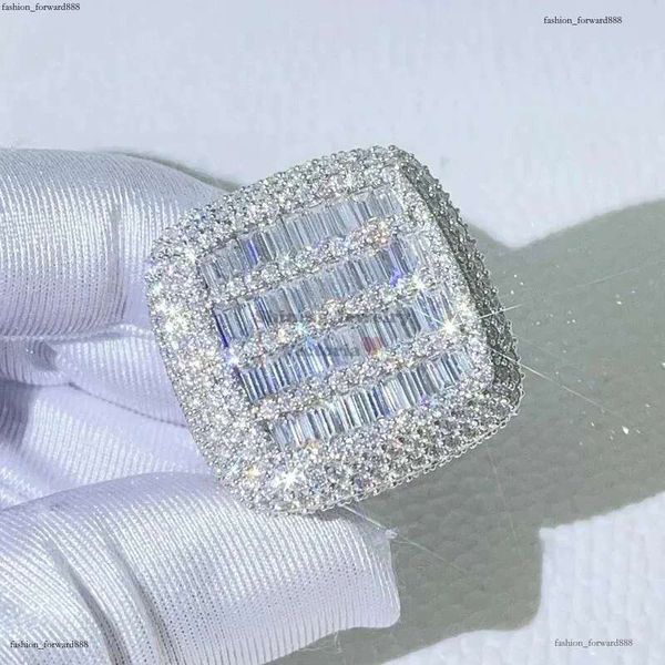 

Wedding Rings Iced Out Ring for Men Real Gold Plated Prong Setting Copper CZ Stones Hip Hop Fashion Jewelry Trend 231025