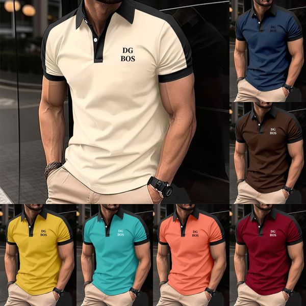 

DgBos Designer Men's Polos T Shirts Fashion Casual Lapel Business Polo Shirt Classic Men's Sports Breathable Sweat-wicking Polo Shirt Short Sleeve Sweatshirts Top, B-12