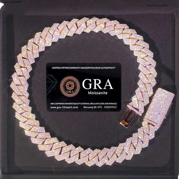 

bracelet designer jewelry moissanite chain cuban k High Quality 3 Rows VVS Moissanite Dia Chain White Rose Gold Plated Hip-hop chains for men necklace Free delivery