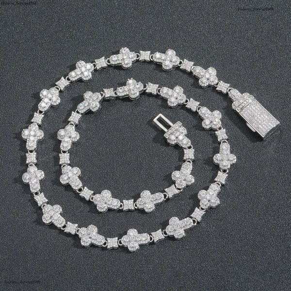 

Luxury hip hop jewelry 10mm cross all stone ice out VVS Moissanite necklace for men and women Free delivery