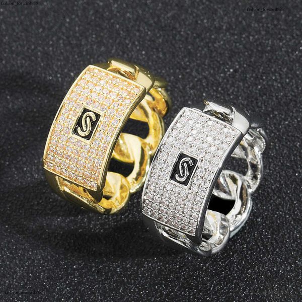 

Luxury designer Hip Hop Men Women Few Ice out VVS Moissanite 14K gold Full Diamond Cuban Chain Hip Hop Ring with free shipping