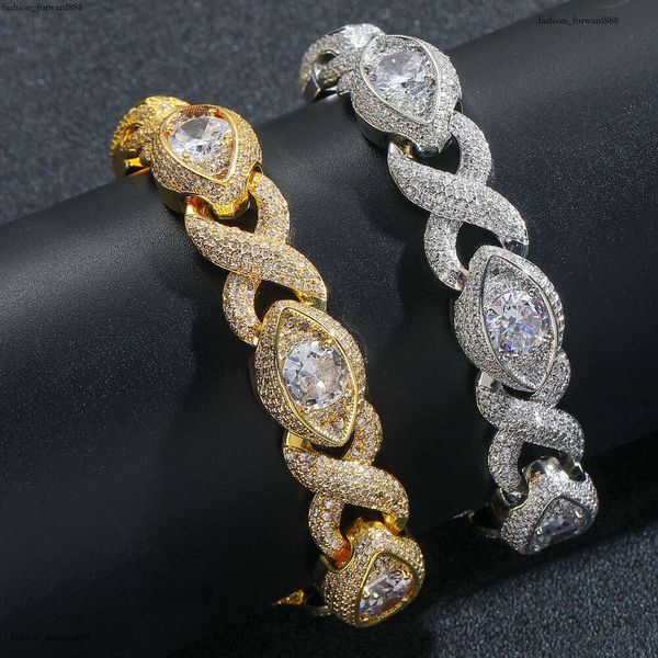 

Luxury Hip Hop 15MM Infinite Eye 8-figure Cuban Chain with micro-inlaid Ice out VVS Moissanite, men's and women's bracelet Free delivery