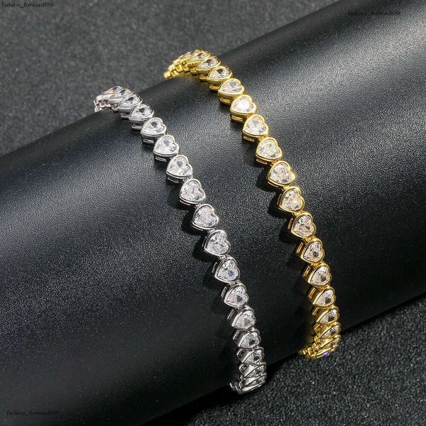 

Luxury Hip Hop Ice out VVS Moissanite 4mm heart-shaped tennis chain Necklace bracelet for men and women Free delivery