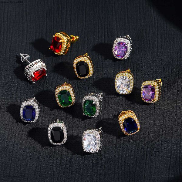 

Luxury Hip Hop all hip hop colored ice out VVS Moissanite men's and women's earrings Free delivery
