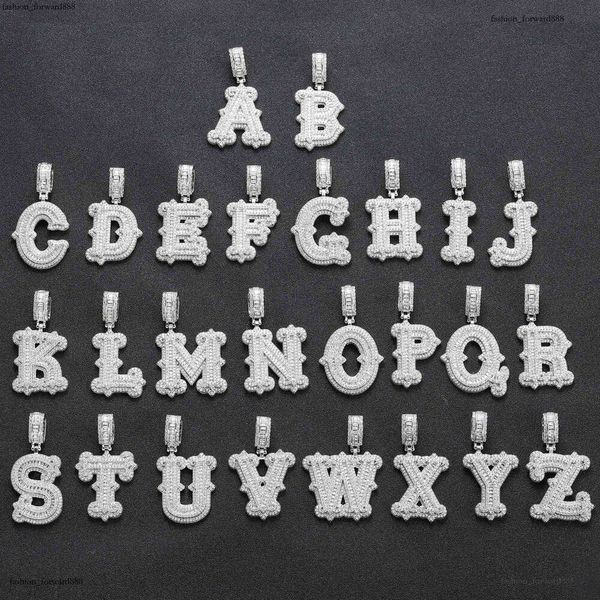 

26 letter necklace pendant covered with thorns, rock candy, moire personality fashion, English letters, Hip hop ice out VVS Moismulberry stone Free delivery