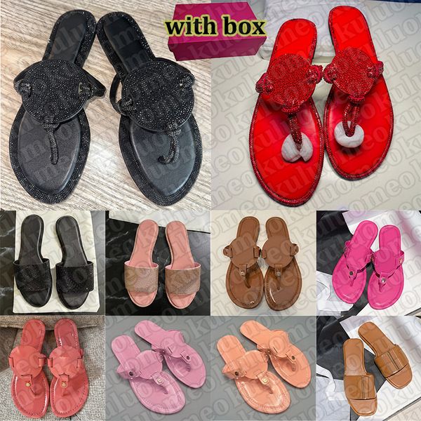 

free shipping designer sandals with box Sparkling Rhinestones Glossy Patent Leather slippers Strappy Summer Womens Slides comfortable shoes flip flops, Color#14