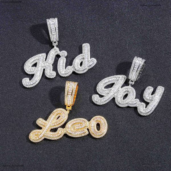 

Luxury designer hip hop patchwork pendant Ice out VVS Moissanite ladder square Letter Men Women Hip hop necklace pendant