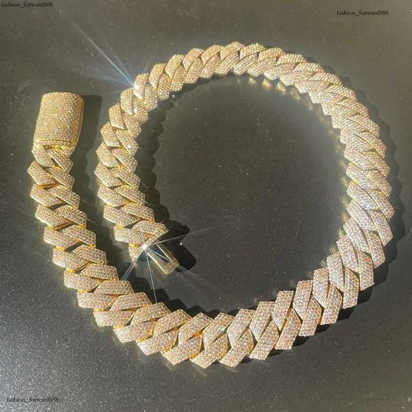 

20 mm 4 Rows hiphop dia Cuban k Chain GRA Moissanite sterg sier gold plate Fine jewelry necklaces bracelets