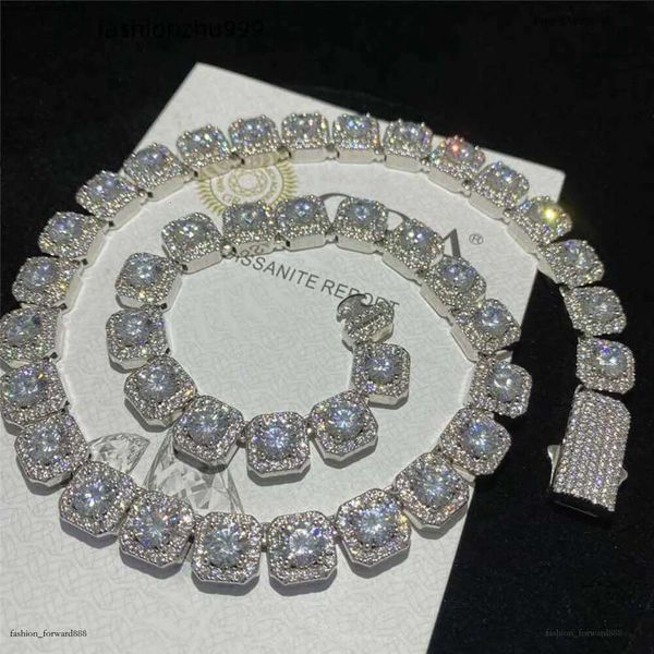 

Hip Hop Rock Sugar Moissanite Iced Out Dia Necklace Fashion Men Jewelry Solid Sier Cuban k Chain