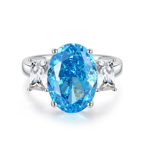 

S925 Silver High quality designer diamond aquamarine rings for woman European American luxury 10A zircon Redeen Gemstone women wedding jewelry love ring size 5-9