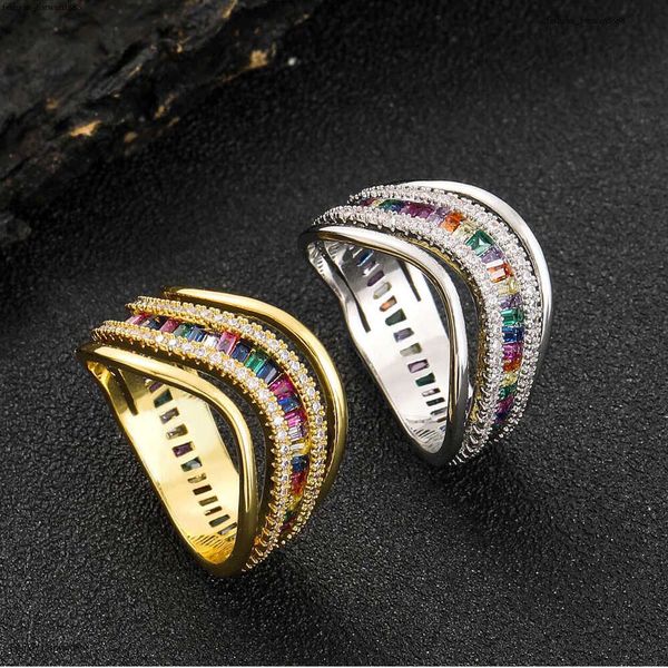 

Luxury designer Hip Hop Men Women Irregular personality trend Ice out VVS Moissanite Real Gold plated color full diamond Hip Hop ring