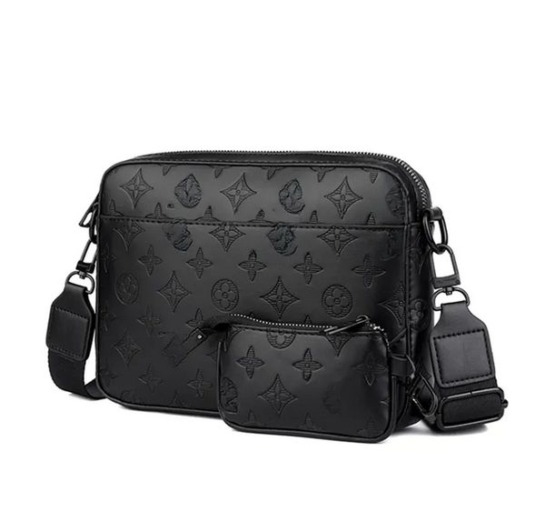 

2025 Designer bags men 3pcs Trio Leather Black Flowers Messenger Purse Crossbody Bags Shopping Bag Plain Shoulder Handbags Women Wallets purse tote bag A189, 9930 men black flower