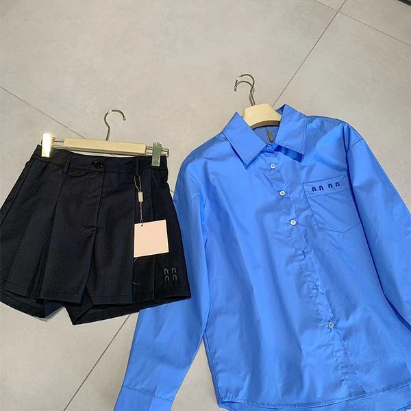 Luxury Brand Suit Designer Women Two Piece Sets Academic Shirt Pnts Skirt Fully Printed Letter Match Shirt Pnts Skirt