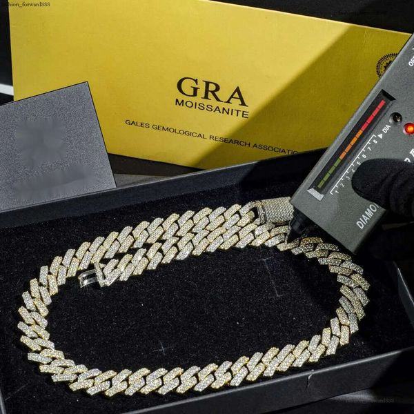 

Custom Iced Out Sterg Pendant Moissanite Dia Designer Fashion Necklaces Sier Miami Cuban Chain GRA 14mm 2 Rows Gold Hip Hop Necklace Jewelry for Men