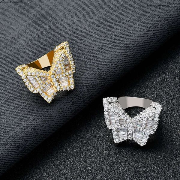 

Luxury designer sterling silver hip hop butterfly ring, micro-inlaid ice out VVS Moissanite, hip hop ring for men and women
