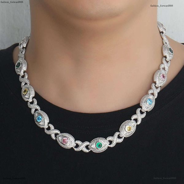 

Luxury 14mm eye Infinity Colored Ice out VVS Moissanite 8-figure Cuban Chain Creative Hip Hop Men Women Necklace Bracelet Free delivery