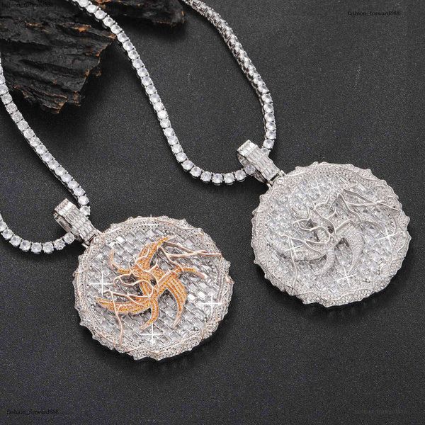 

Luxury designer round cake Ice Out vvs Moissanite Necklace Men Women's Pendant 4mm Tennis necklace Pendant Free shipping