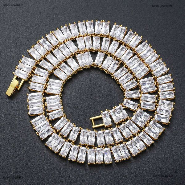 

Designer Luxury Necklace 10mm square rock candy Ice out VVS Moissanite Men Women's Hip Hop tennis chain Free delivery