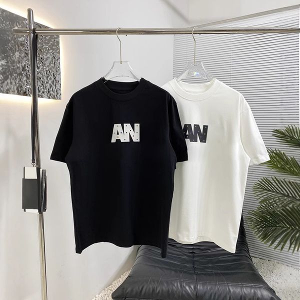 

Men's T-Shirts Designer Adorned with colorful diamonds embossed letters versatile short sleeves for couples men and women, A2