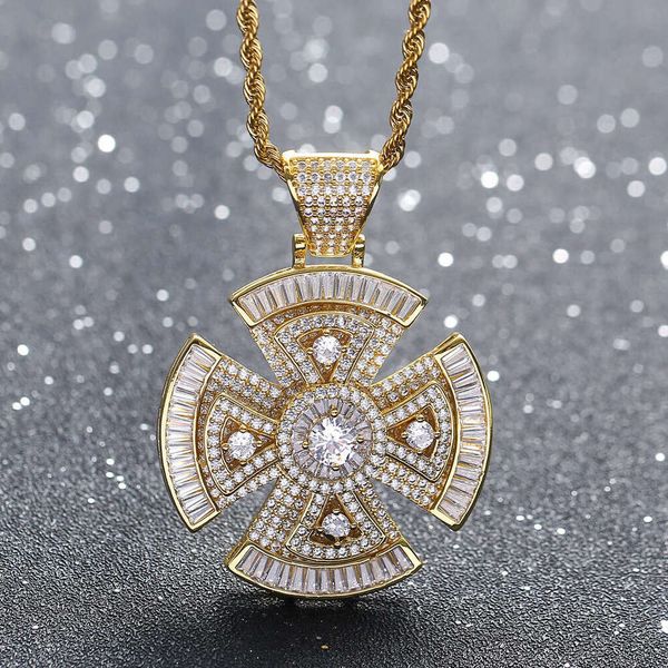 

Luxury designer's new rotating windmill pendant, sterling silver, ice encrusted out VVS Moissanite men and women's hip hop necklace Free delivery