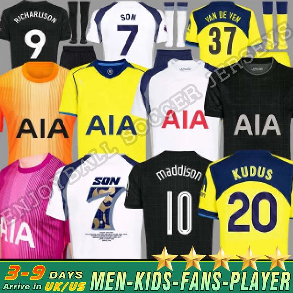 

25 26 MADDISON KUDUS soccer Jerseys KULUSEVSKI 2025 2026 ROMERO VAN DE VEN SOLANKE BERGVALL GRAY TEL RICHARLISON J.PALHINHA Football kit shirts men kids set uniforms, 25 26 gk adult ucl