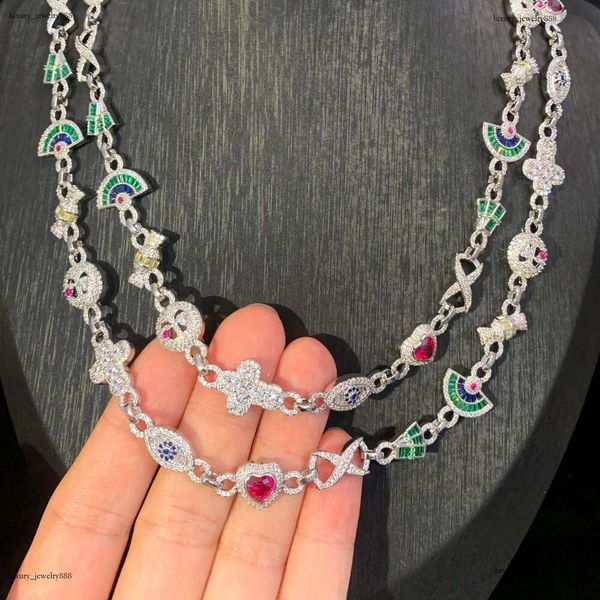 

Luxury designer Colored Ice Out VVS Moissanite Cross Evil Eyes Ice Out Cuban k Chain Hip Hop Necklace Jewelry with FREE shipping