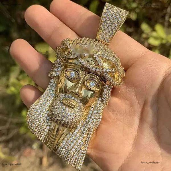 

5ct VVS Moissanite Dia Mens 3D Jesus Face Sier Iced Out Custom Charm - Religious Pendant