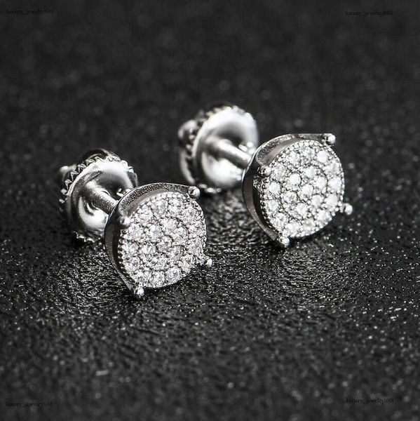

Luxury micro inlaid ice out VVS Moissanite round simple men women S earrings Hip Hop Free delivery