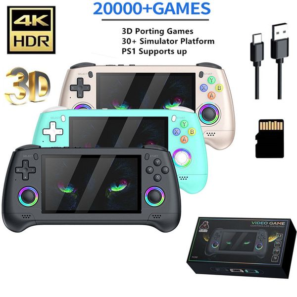 M30 4.3inch IPS Screen Handheld Video Game Console 64G Built-in 20000+ Retro Gaming Portable Game Player Linux System HD TV Output 30+ Emulators Machine For PSP PS1