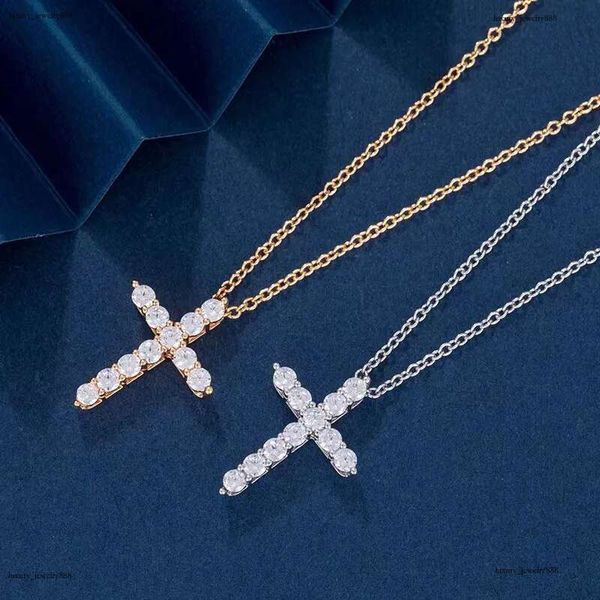

Luxury designer Cross Pendant Ice out VVS Moissanite collarbone Necklace with free shipping