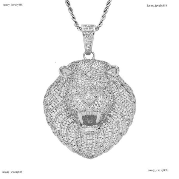 

Hip Hop Lion Head Pendant micro set ice out of VVS Moissanite tide logo Exaggerated hip Hop necklace for men Free delivery
