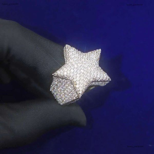 

Custom with GRA Certified Certificate Sterg Sier Iced Out Hip hop Star VVS Moissanite Cuban k Ring Mens
