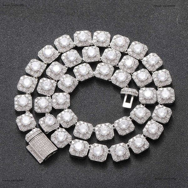 

Luxury designer Solid rock sugar chain 10mm inlaid with ice VVS Moissanite necklace, necklace bracelet for men and women Free delivery