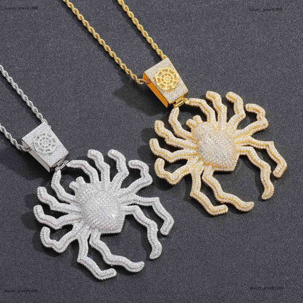 

Luxury designer Spider Pendant Ice out VVS Moissanite Men Women's Hip Hop Necklace with free shipping