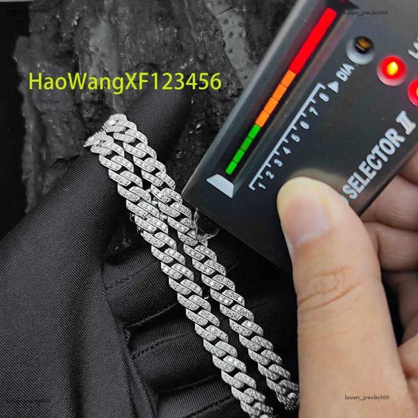 

Nuoya Jewelry 8mm Prong Cuban k Chain Iced Out Pass Dia Tester VVS Moissanite Sterg Sier Necklace