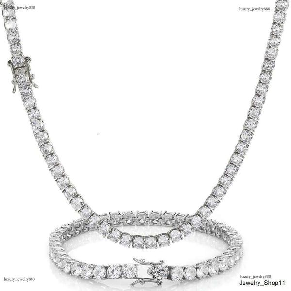 

HipHop Jewelry ice out 3mm 4mm 5mm 6mm sterg sier VVS Moissanite Dia Tennis k Chain Bracelet Necklaces