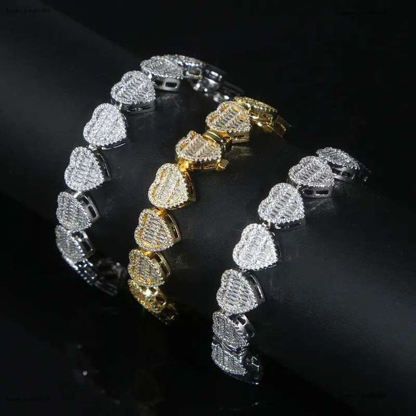 

Luxury designer Heart-shaped tennis Bracelet Women's full Spread Ice Out VVS Moissanite Bracelet Hip Hop Jewelry Gift Free shipping