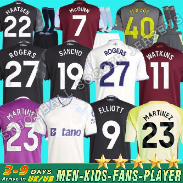 

Aston 150th Anniversary kit WATKINS Vilas 25 26 Soccer Jerseys ONANA 2025 McGINN ROGERS men kids set Third top football Shirt SANCHO ELLIOTT AAAAA, Brown