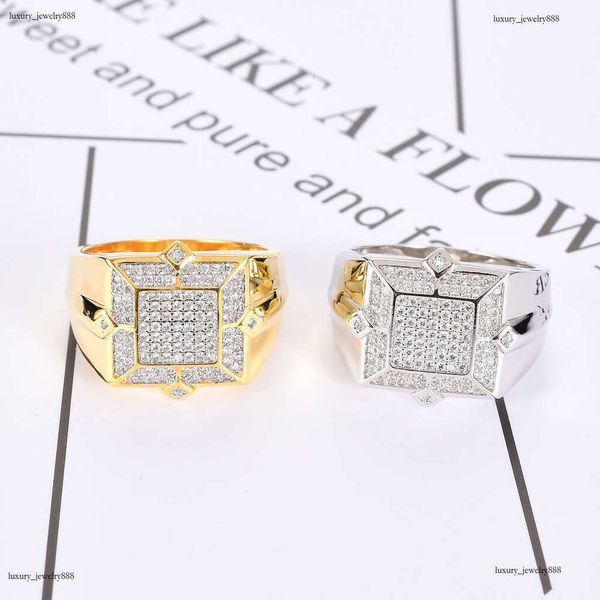 

Luxury designer square men with ice out VVS Moissanite ring, hip-hop rapper ring free shipping