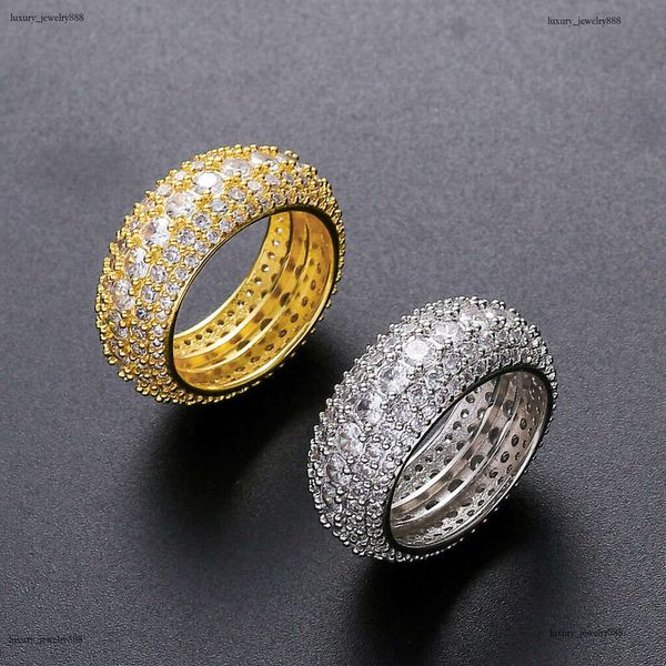

Luxury designer inlaid ice out VVS Moissanite sterling Silver Gold Plated Men's and women's Hip Hop rings Free shipping