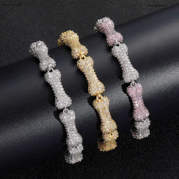 

Luxury Hip Hop Bone 10mm sterling silver all Ice out VVS Moissanite necklace bracelet for men and women Free delivery