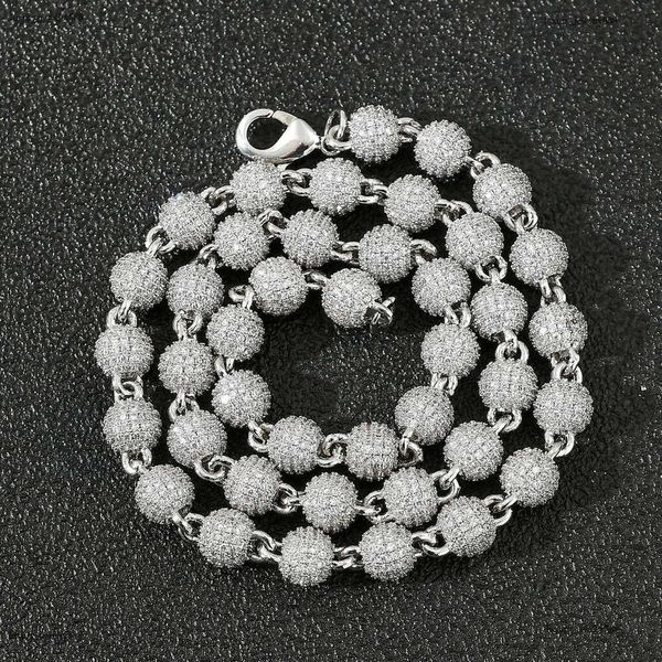 

Luxury Hip Hop 8mm round bead neck collarbone chain full ice out VVS Moissanite Necklace bracelet for men and women Free delivery