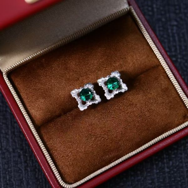 

Italian Craft 925 Silver Red/Dark Blue/Green/White Zircon Delicate Mini Earrings Female Simple Niche Temperament Design Sense Of All Matching Accessories