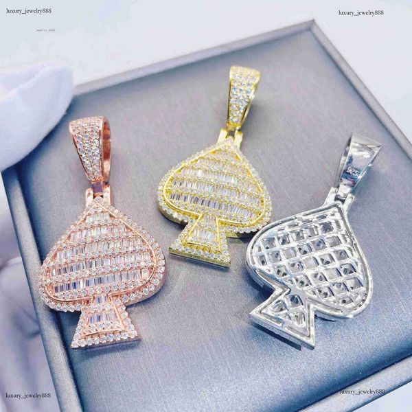 

Iced out Jewelry Fashion hip hop Spade design custom Gold Sier Plated pendant VVS Moissanite Pendant