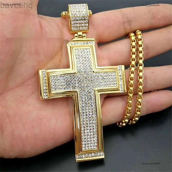 

Moissanite Necklaces Hip Hop Iced Out Big Cross Pendant For Men 14k Yellow Gold Rhie Necklace Hiphop Christian Jewelry