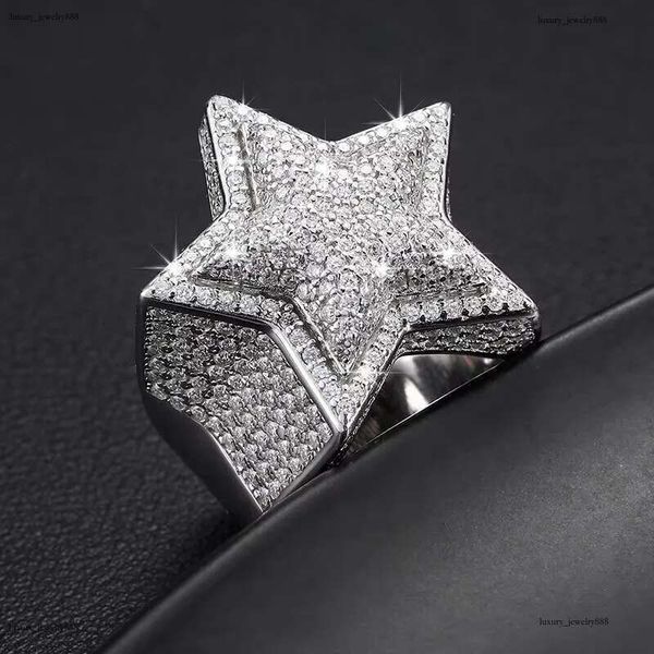 

Hiphop Men Women Fine Jewelry Iced Out Gold Plated Sterg Sier VVS Moissanite Dia Star Ring With GRA Certificate