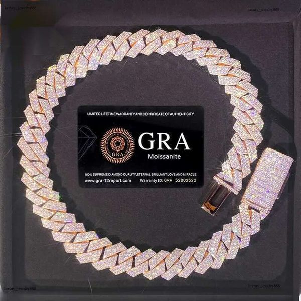 

bracelet designer jewelry moissanite chain cuban k High Quality 3 Rows VVS Moissanite Dia Chain White Rose Gold Plated Hip-hop chains for men necklace gift