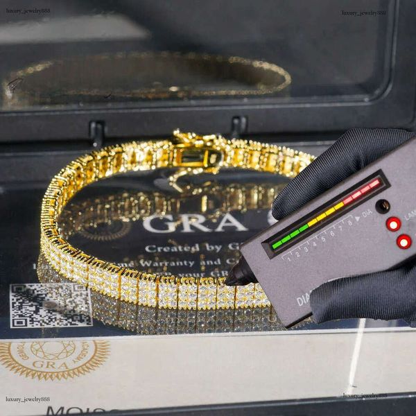 

New Arrival 2 Rows 3 Rows Tennis Bracelets Sterg Sier Jewelry Fashion Iced Out Moissanite Bracelet for Men and Women