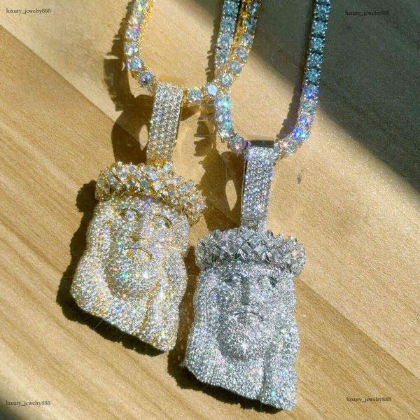 

Ready To Ship Iced Out Jesus Head Moissanite Dia Sier Hip Hop Pendant For Tennis Cuban k Chain