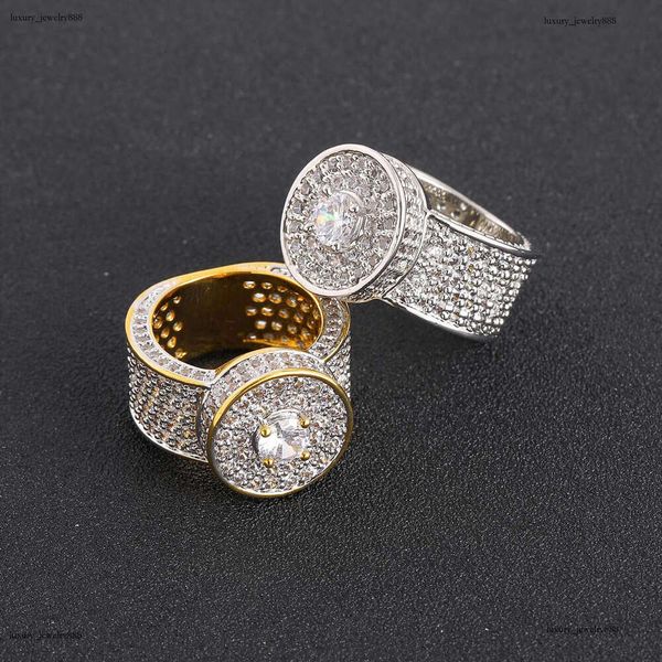 

Luxury designer Hip-hop Men's oversize with real gold plating and micro-inlaid ice out VVS Moissanite, hip-hop rings for men and women
